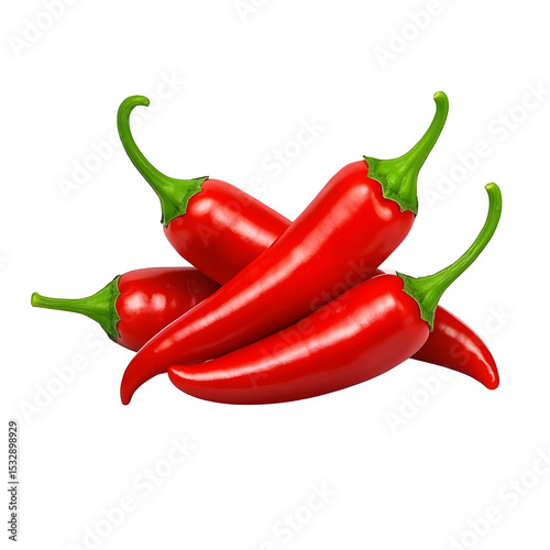 Pile of Spicy Red Chili Peppers Isolated On Transparent Background