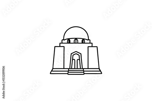 Jinnah mausoleum karachi pakistan line-art illustration