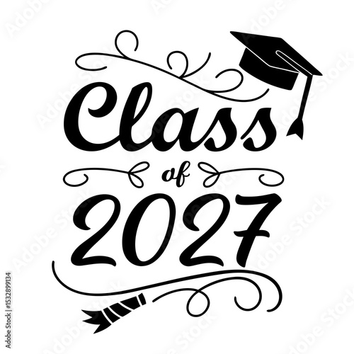 Class of 2027 graduation design graduate cap swirls
