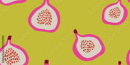 Fig Fruit Illustration Seamless Pattern
