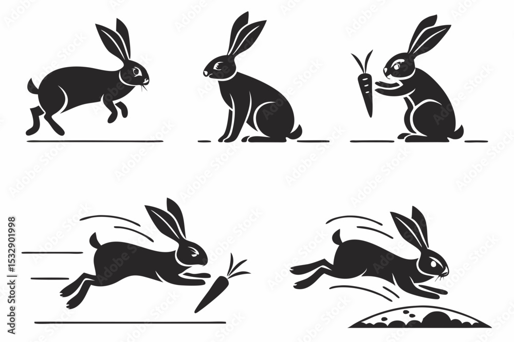 Obraz premium black and white rabbit silhouettes