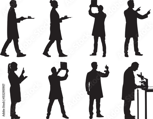 Diverse Scientists Silhouettes Working in Lab Research Medicine Healthcare Technology