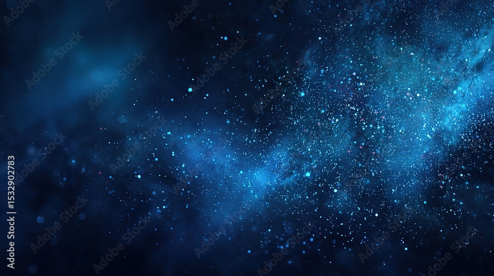 Fototapeta premium Dark Blue Abstract Background with Floating Neon Particles