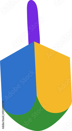 Abstract plant emblem is floating on transparent background with purple blue yellow green lobes