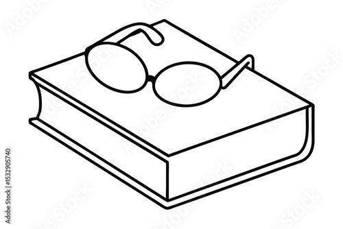 Reading Glasses Resting on a Closed Hardcover Book