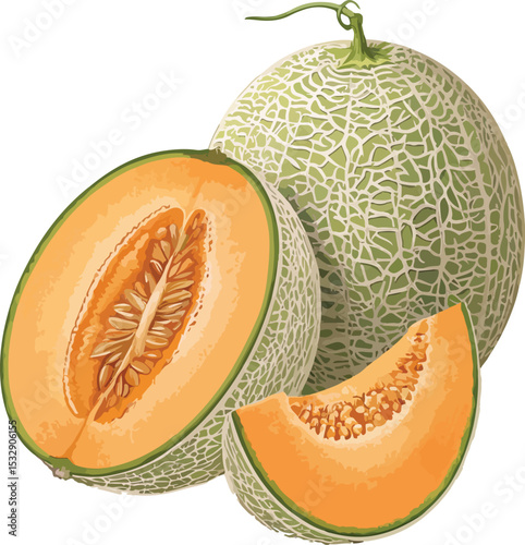 ripe melon isolated on white background