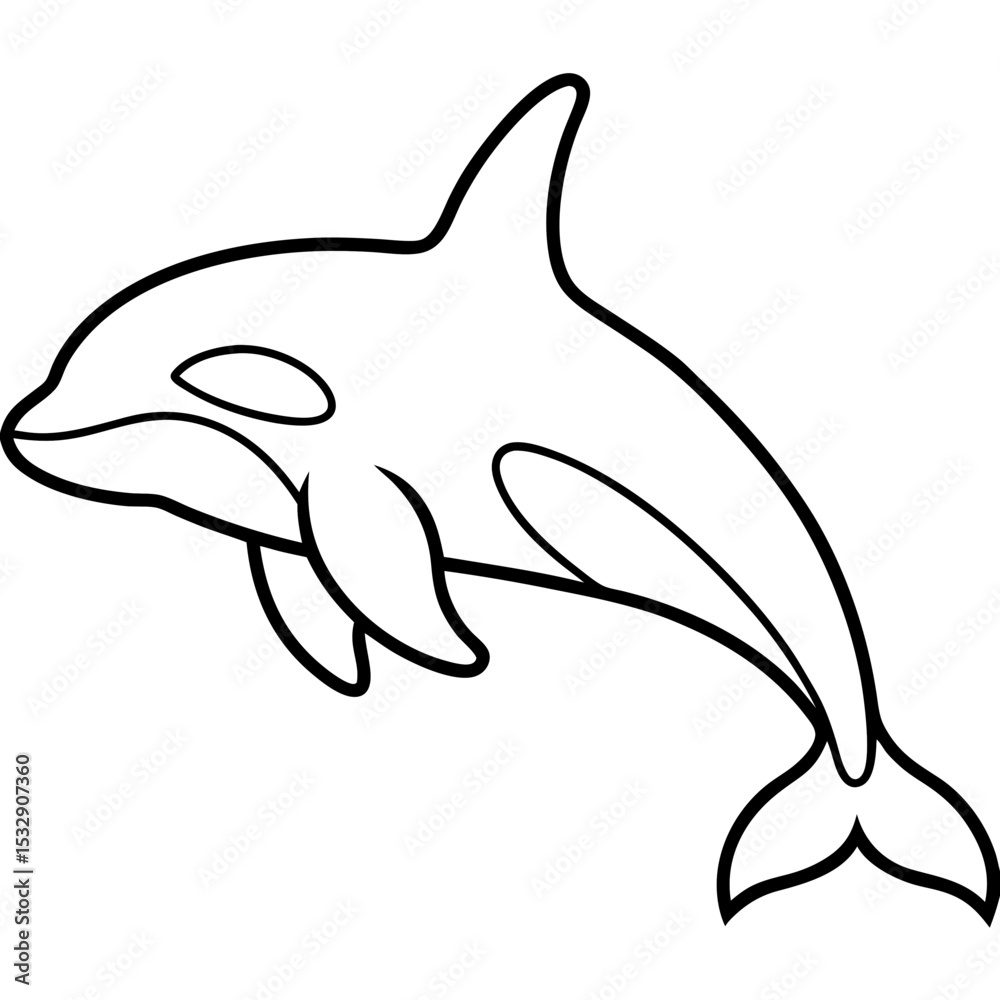 Obraz premium Orca Outline line art vector 