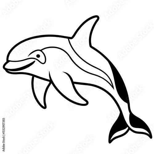 Orca Outline line art vector 