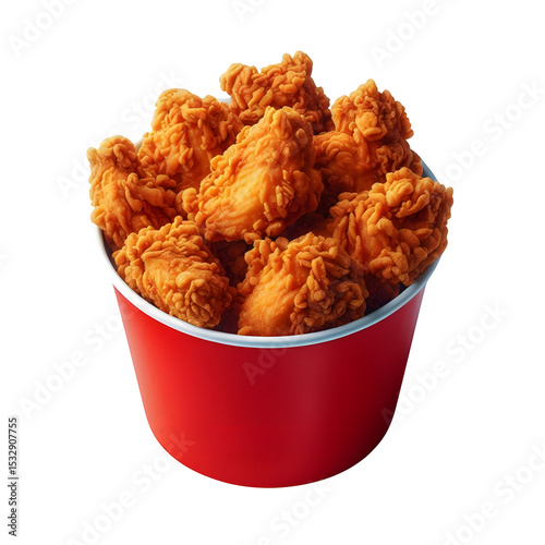 A Bucket of Fried Chicken isolated on Transparent Background