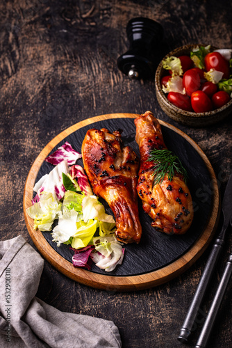 Roasted chicken drumstickswith vegetables