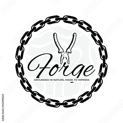 Forge Logo with Anvil Silhouette and Chain Frame