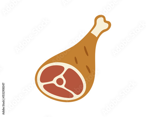 Roasted Meat with Herbs for a Hearty Italian Meal Theme Vector illustration