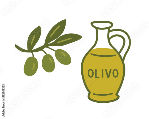 Olive Oil Bottle for a Traditional Italian Cooking Theme Vector illustration