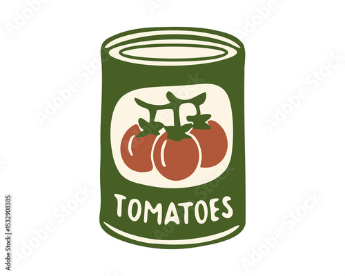 Canned Tomatoes for a Rustic Italian Cuisine Theme Vector illustration