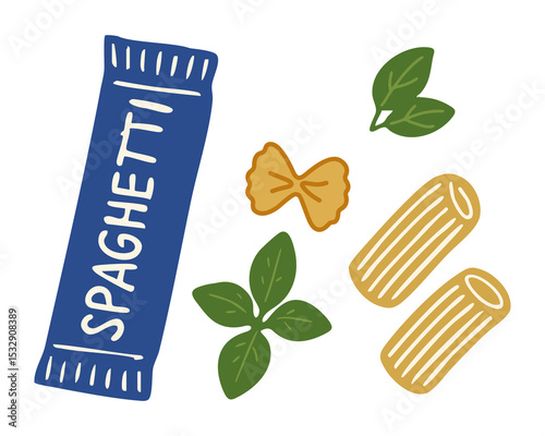 Spaghetti Package with Label for a Classic Italian Pasta Theme Vector illustration