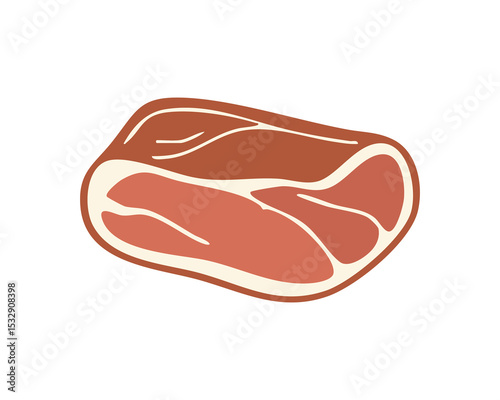 Roasted Meat Slice for a Hearty Italian Meal Theme Vector illustration
