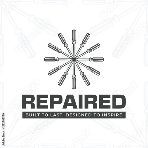 Repaired Woodworking Screwdriver Badge Design