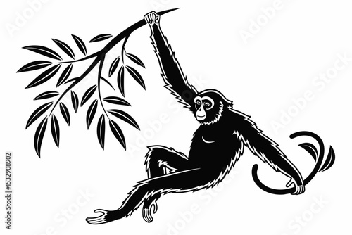 gibbon sihouette black vector