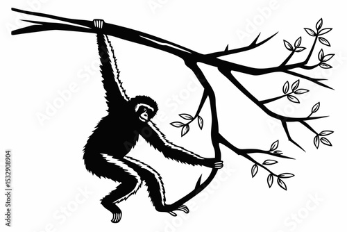 gibbon sihouette black vector