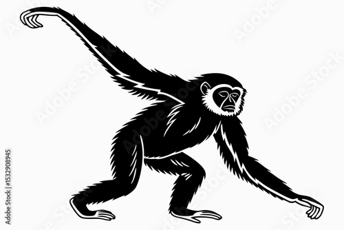 gibbon sihouette black vector