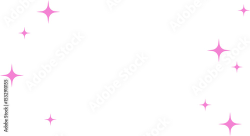 Pink sparkles are scattering across transparent background, creating decorative sparkly pattern