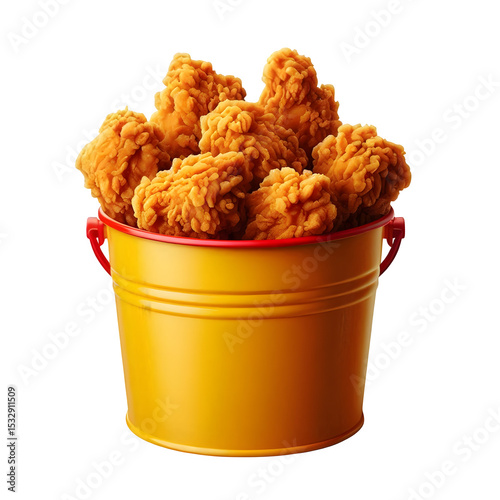 Crispy Fried Chicken in a Bucket on Transparent Background