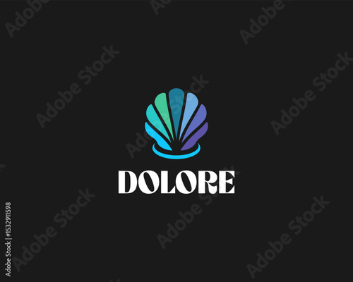 Abstract shell colorful logo. Aquarium beauty salon vector logotype. Conch scallop sign.