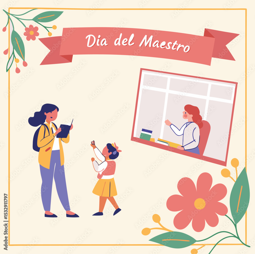Obraz premium Templates to Honor Teachers on Día del Maestro Day