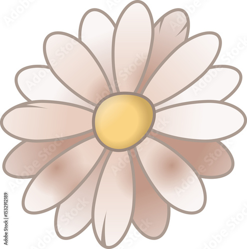 Fototapeta Naklejka Na Ścianę i Meble -  Daisy-like cartoon flower is being shown with pink petals and yellow center, transparent background