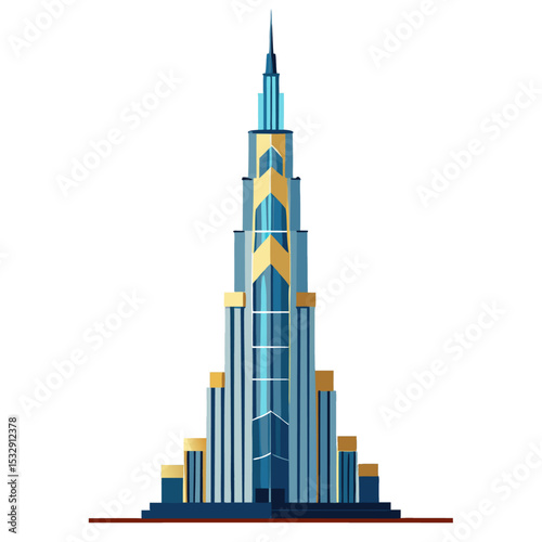 Smart Real Estate Skyscraper with Blue Glass Facade