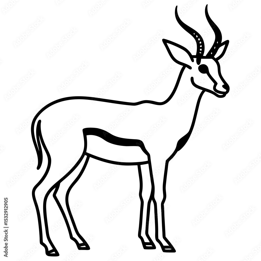 Fototapeta premium Springbok Outline Vector in Clean Minimal Style