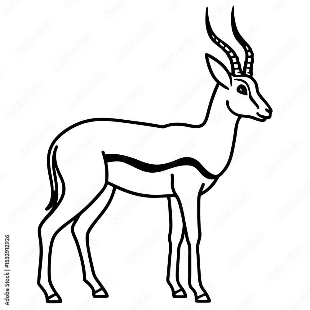 Obraz premium Springbok Outline Vector in Clean Minimal Style
