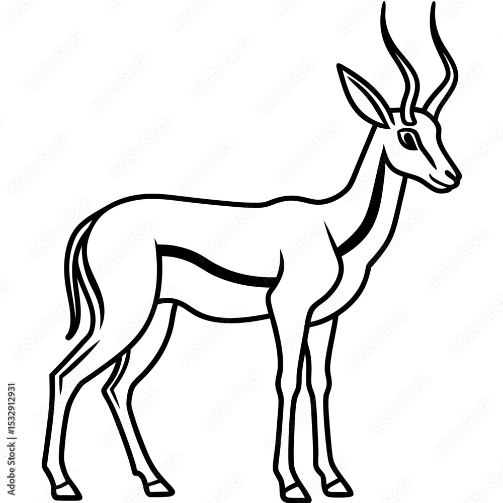 Fototapeta premium Springbok Outline Vector in Clean Minimal Style