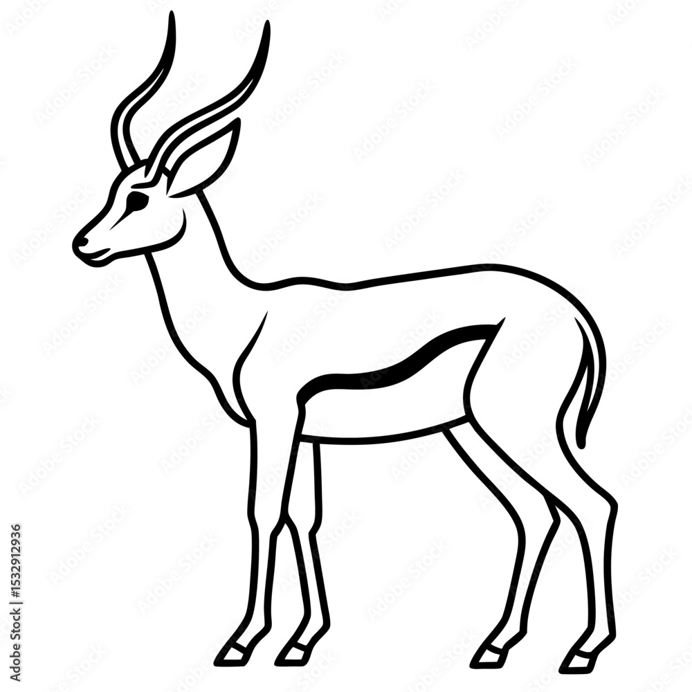 Fototapeta premium Springbok Outline Vector in Clean Minimal Style