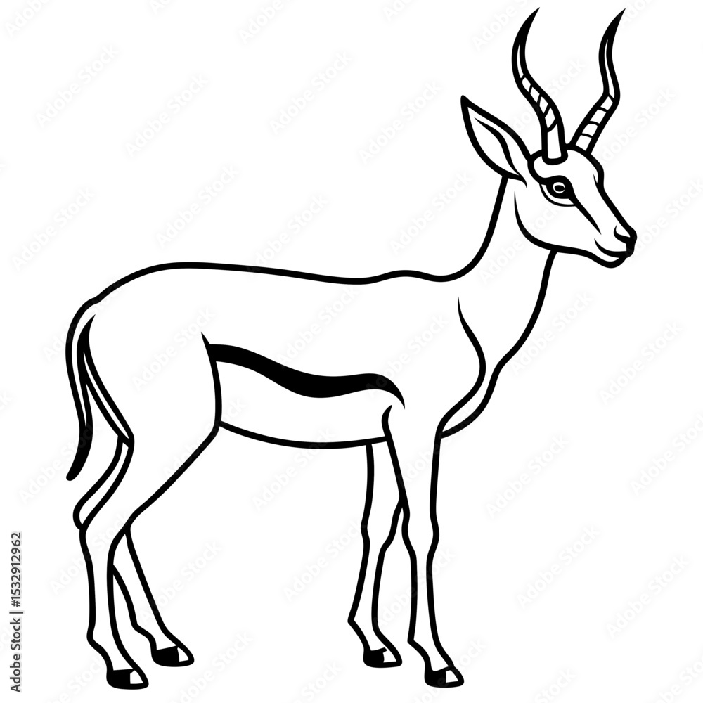 Fototapeta premium Springbok Outline Vector in Clean Minimal Style