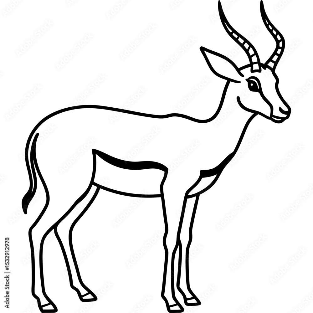Obraz premium Springbok Outline Vector in Clean Minimal Style
