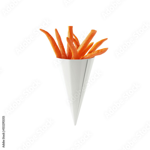 Crispy Carrot Sticks in a White Cone - Healthy Snack