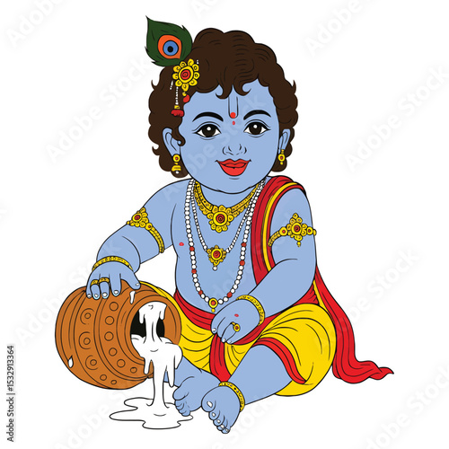 Playful Bal Krishna with Butter Pot