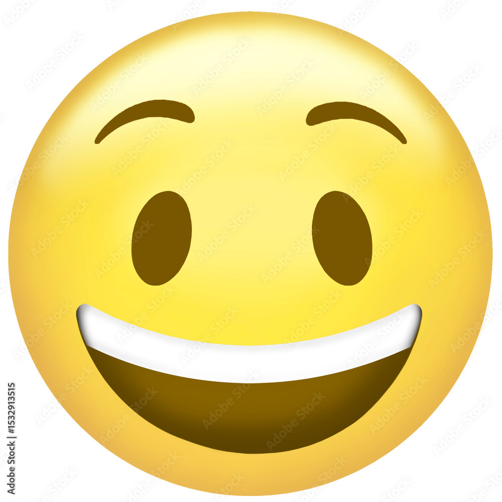 Fototapeta premium Vector yellow smiley face emoji is featuring glossy highlights, gradient on transparent background