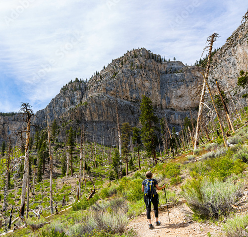 Female Hiker on The Echo Trail, Spring Mountains National Recreation Area, Nevada, USA
