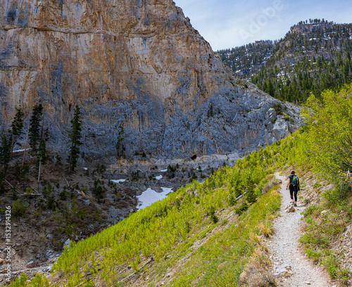Female Hiker on The Echo Trail, Spring Mountains National Recreation Area, Nevada, USA