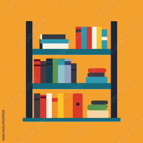 bookshelf with books vector icon