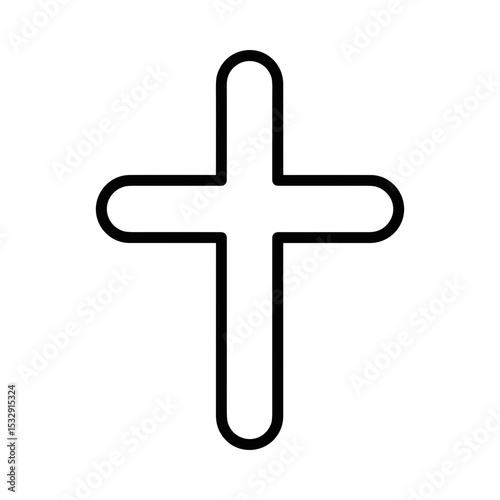 Simple cross symbol in outline style representing funerals and funeral services  