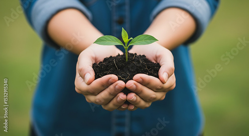 Protecting Our Planet Hands Holding a Young Sprout Emerging from Soil