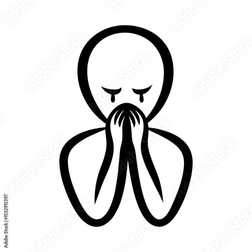 Abstract figure expressing sorrow and grief related to funerals and funeral services  