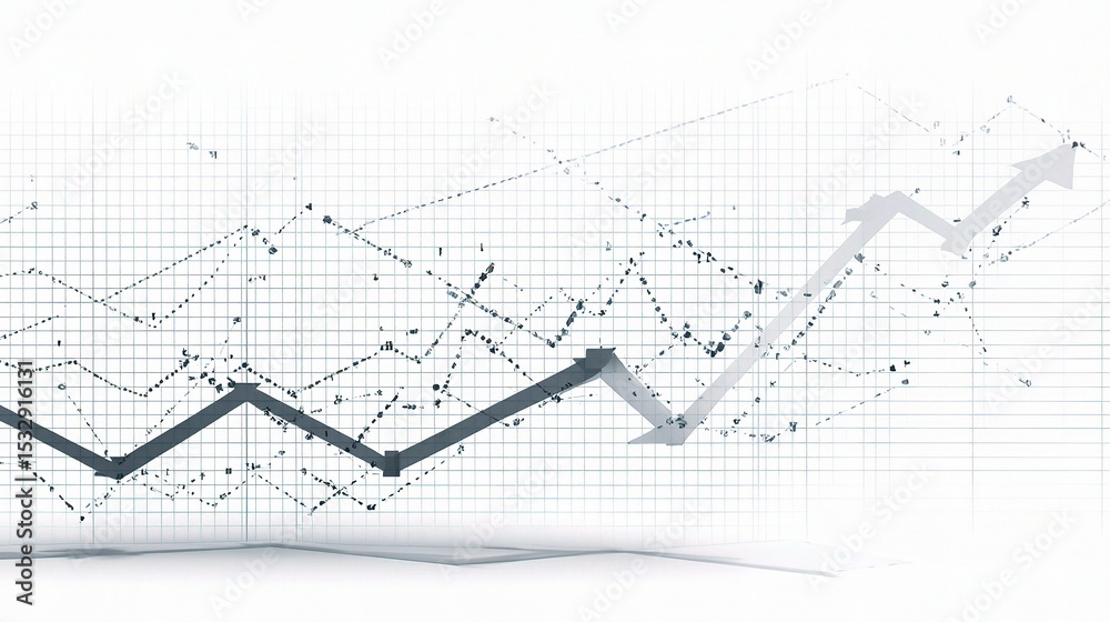Naklejka premium Business Growth Chart on White Background with Line Graph Elements