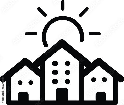 High quality photo of sun housing icon sign vector.