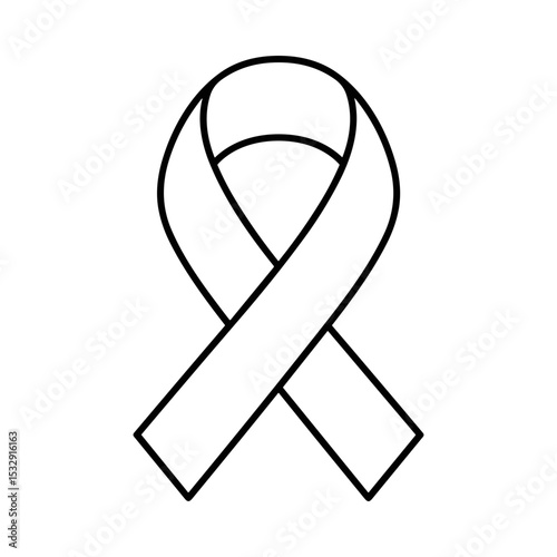 Simple black line mourning ribbon symbolizing funerals and funeral services  