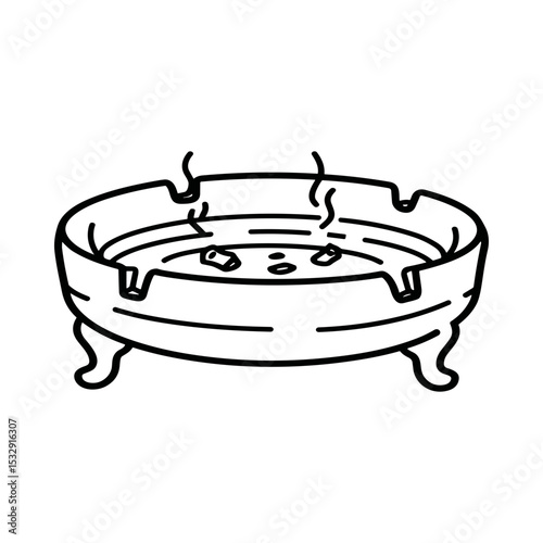 Ashtray with smoke rising from burnt materials in simple design - Concept of funerals and funeral services  