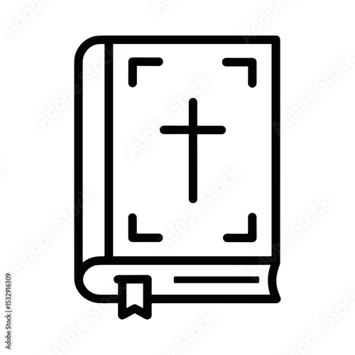 Religious book with cross illustration on a minimalist background  